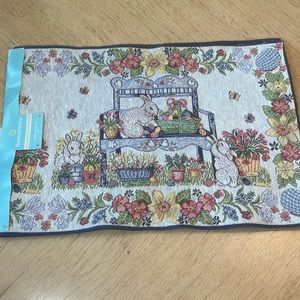 Blossom & Blooms Easter Bunny Table Runner  NWT